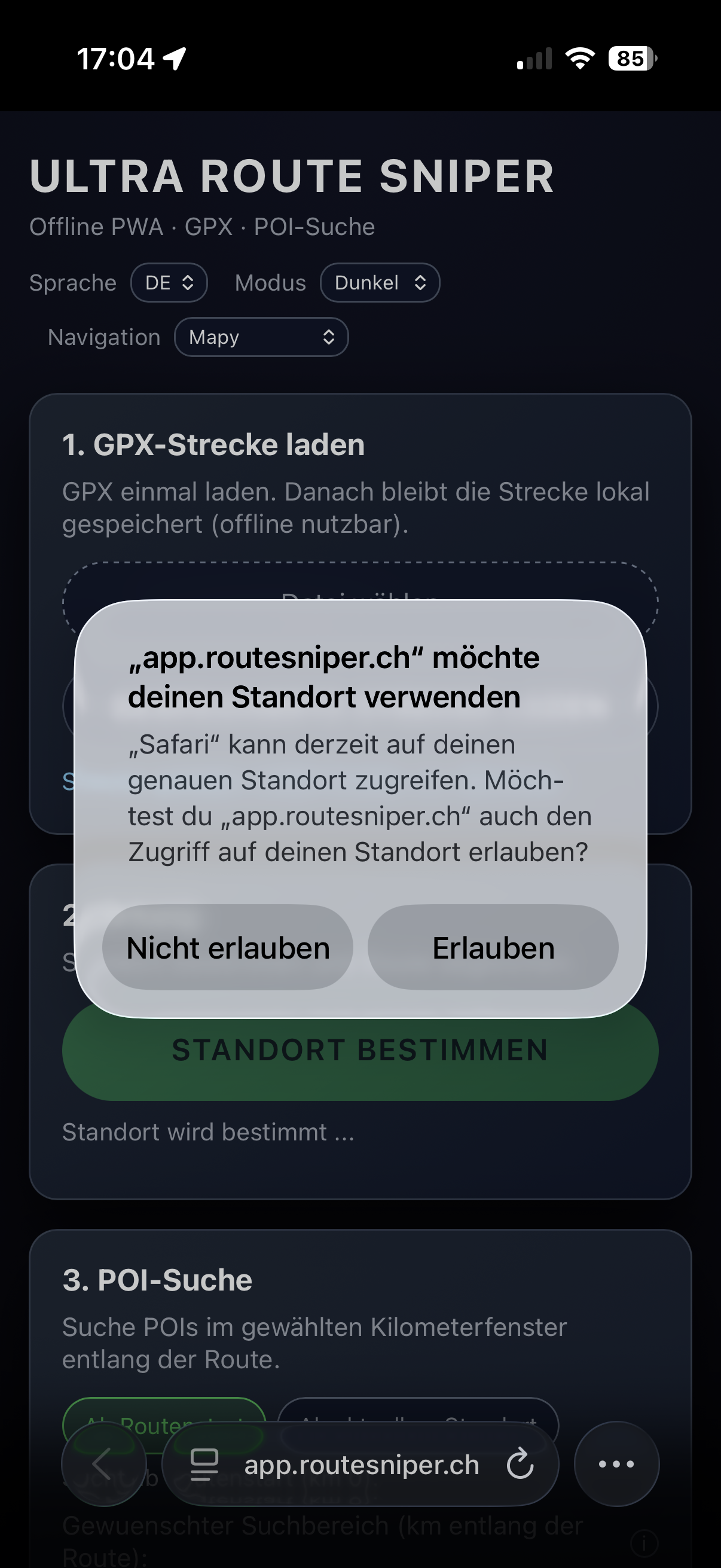 How-To Screenshot Standortfreigabe