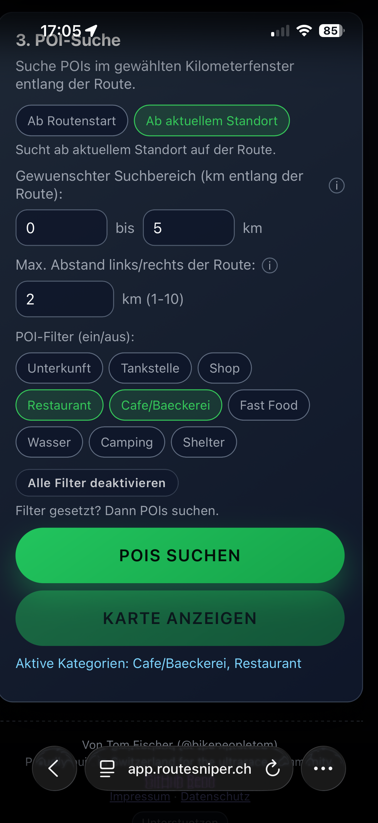 How-To Screenshot POI Suche